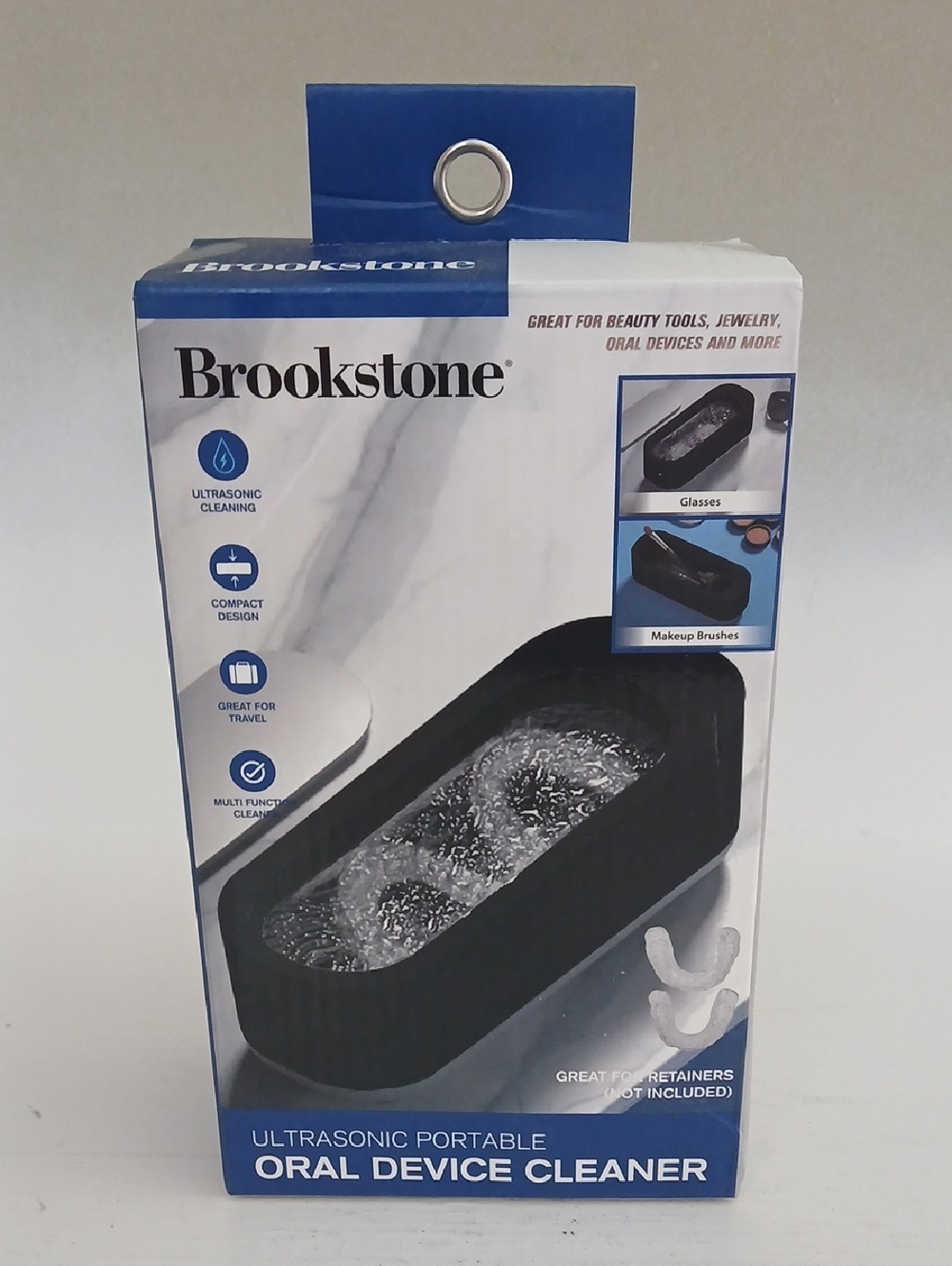 Brookstone Black and Blue Ultrasonic Portable Oral Device Cleaner